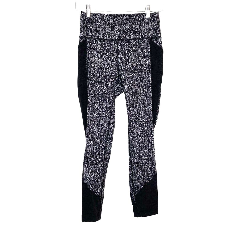 Lululemon High Rise Legging Side Pockets Women's Size 6 Gray Black Yoga Pants